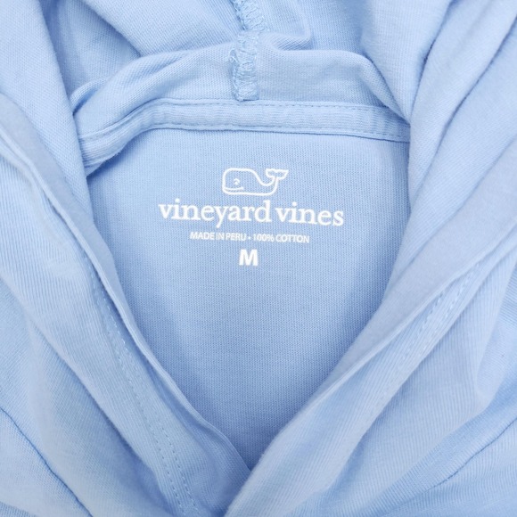 Vineyard Vines Shirt Mens Medium Light Blue Hooded Long Sleeve Whale Logo - Picture 5 of 16